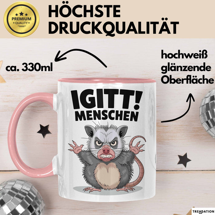 Sarkastischer Sarkasmus Introvertierter Tasse Geschenk Lustige Geschenkidee Spruch Igitt Menschen Rosa Trendation