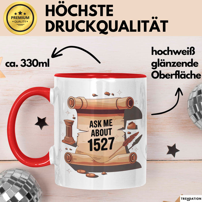 Geschichtsfan Tasse Geschenk Lustige Geschenkidee Spruch Für Geschichts Liebhaber Rot Trendation