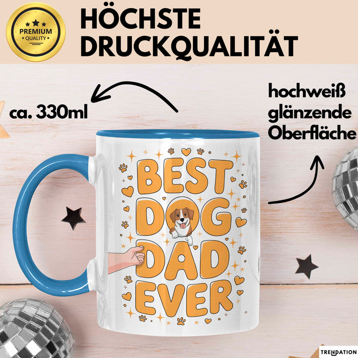 Hunde Papa Tasse Geschenk Lustige Geschenkidee Spruch Für Hunde Eltern Blau Trendation