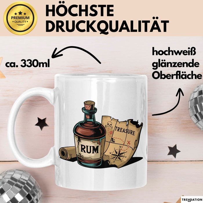 Rum Fan Tasse Geschenkidee für Piraten Spirituosen Liebhaber Weiß Trendation