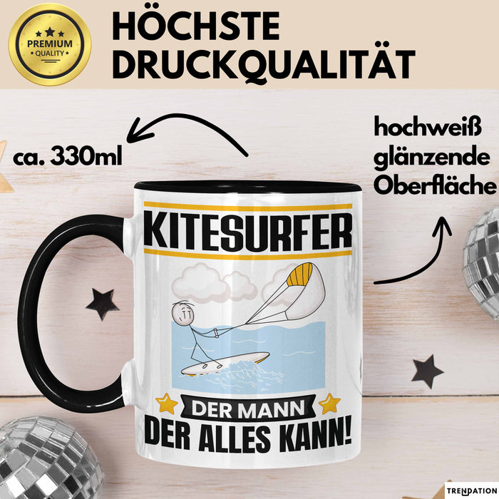 Kitesurfer Tasse Geschenk für Kitesurfer Der Mann Der Alles Kann Geschenkidee zum Geburtstag Schwarz Trendation