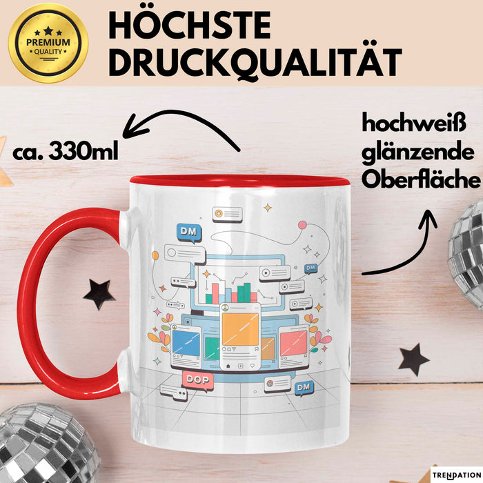 Social Media Manager Tasse Geschenk Lustige Geschenkidee Spruch Für Wachstum Treiber Rot Trendation