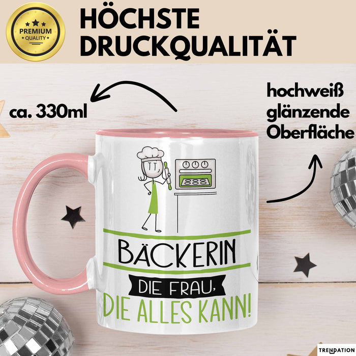 Bäckerin Geschenk Tasse Becher Die Frau Die Allen Kann Geschenkidee für eine Bäckerin Lustig Rosa Trendation