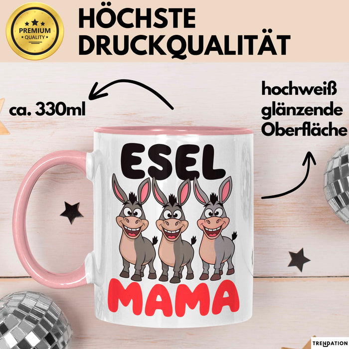 Esel Mama Tasse Geschenk Lustige Geschenkidee Spruch Esel Mama Rosa Trendation
