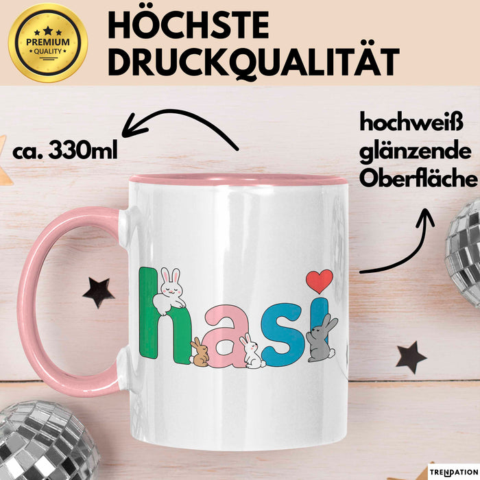 Kaninchen Hase Tierliebhaber Tasse Geschenk Lustige Geschenkidee Spruch Hasi Rosa Trendation