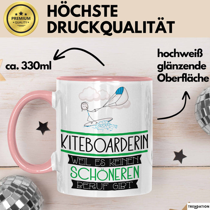 Kiteboarderin Weil Es Keinen Schöneren Beruf Gibt Tasse Geschenk für Eine Kiteboarderin Lustig Rosa Trendation