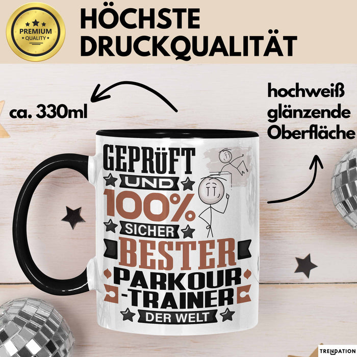 Parkour-Trainer Geschenk Lustiger Spruch für Parkour-Trainer Geschenkidee Bester Parkour-Trainer Der Welt Schwarz Trendation