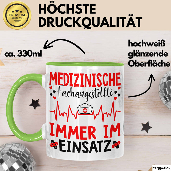Medizinischer Assistent Arzt Tasse Geschenk Lustige Geschenkidee Spruch Medizinische Fachangestellte Immer Im Einsatz Grün Trendation