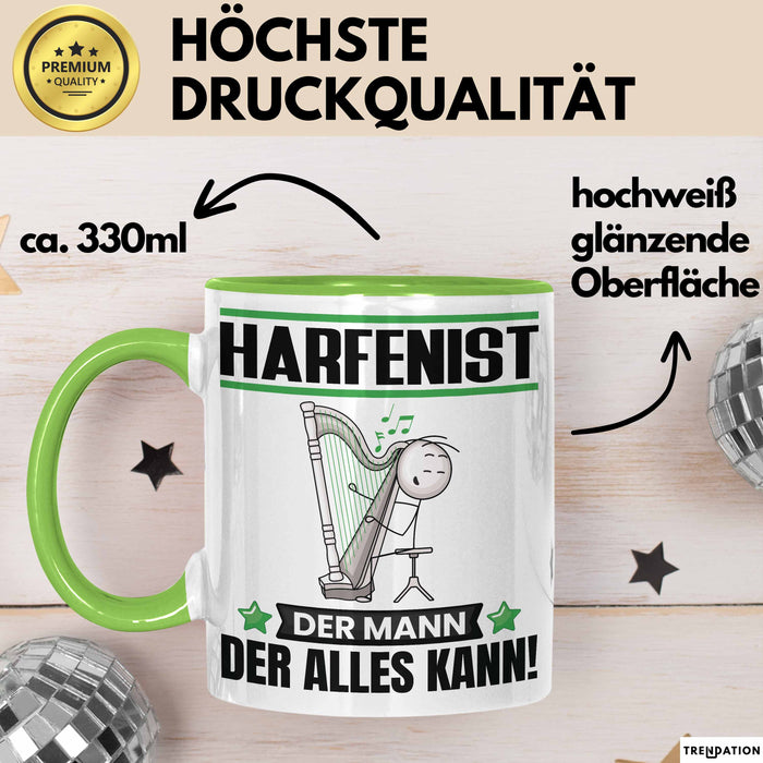 Harfenist Tasse Geschenk für Harfenist Der Mann Der Alles Kann Geschenkidee zum Geburtstag Grün Trendation