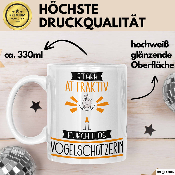 Vogelschützerin Tasse Geschenk Becher Stark Attraktiv Furchtlos Vogelschützerin Lustige Geschenkidee Weiß Trendation