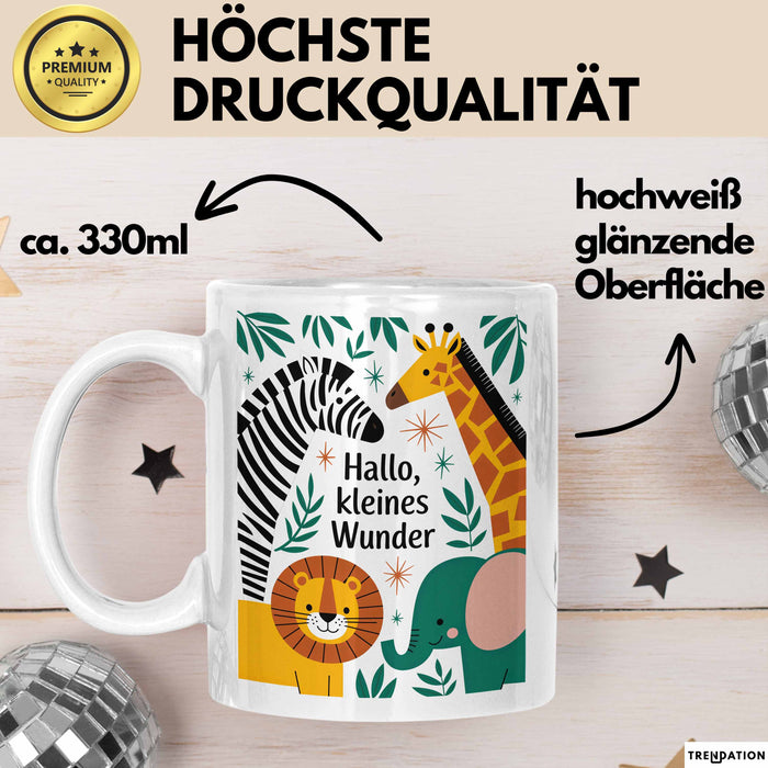 Baby Geburt Neue Eltern Tasse Geschenk Lustige Geschenkidee Spruch Kleines Wunder Weiß Trendation
