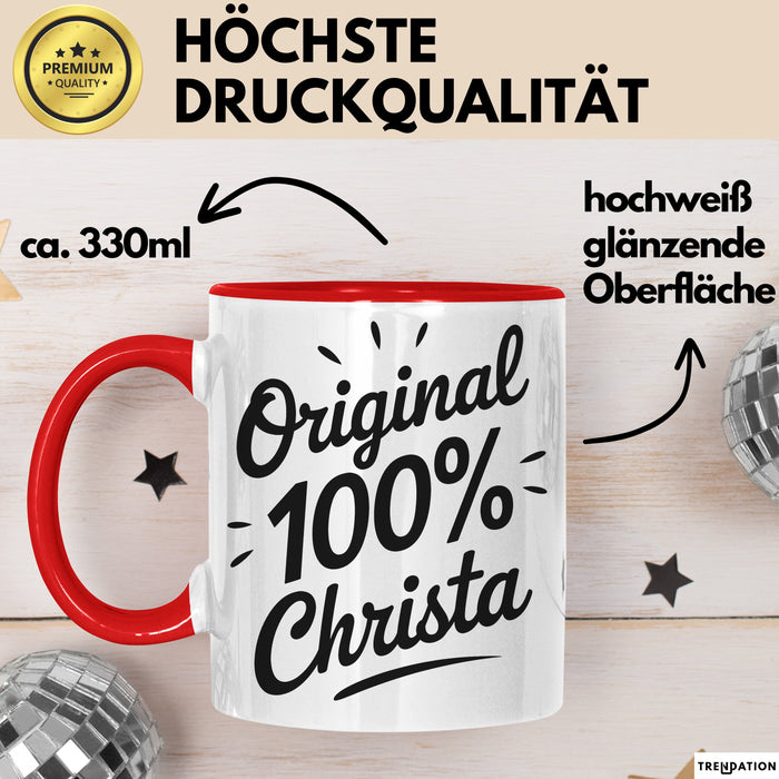 Christa Tasse Geschenk Original 100% Christa Geschenkidee Geburtstag Rot Trendation