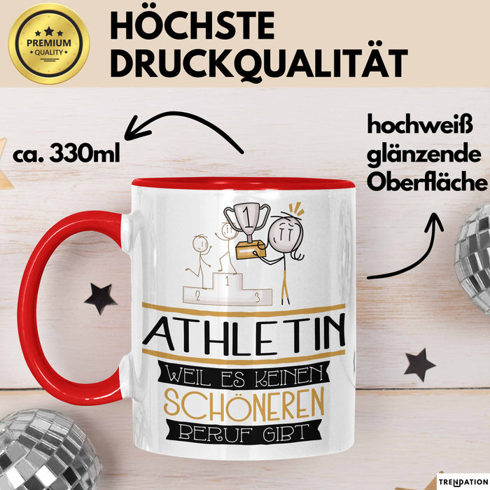 Athletin Weil Es Keinen Schöneren Beruf Gibt Tasse Geschenk für Eine Athletin Lustig Rot Trendation
