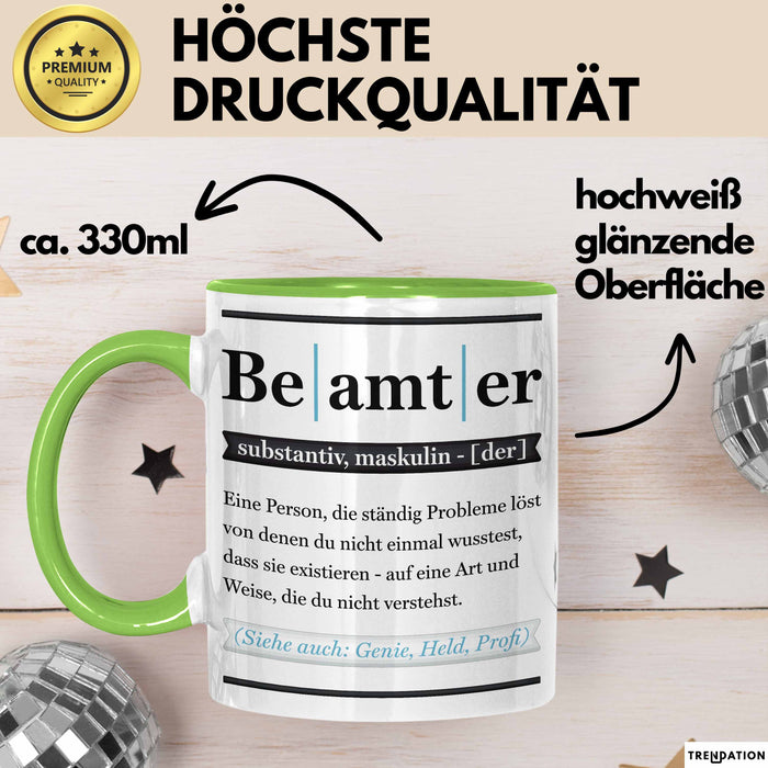 Beamter Tasse Geschenk Humorvoll Kollege Abschiedsgeschenk Grün Trendation