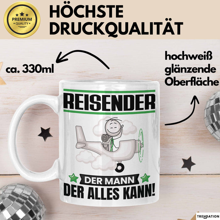 Reisender Tasse Geschenk für Reisender Der Mann Der Alles Kann Geschenkidee zum Geburtstag Weiß Trendation