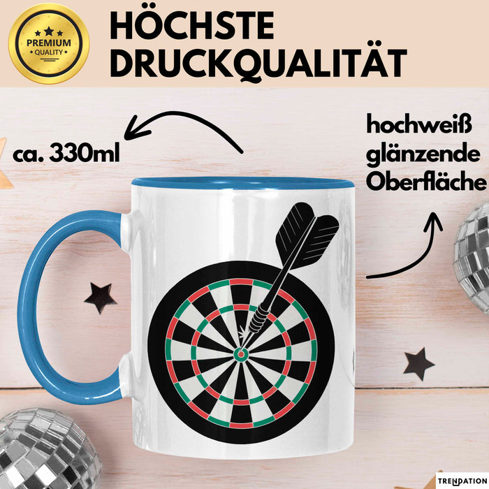 Darts Spieler Tasse Geschenkidee Bullseye Champion Lustiger Geschenkidee Lustig Blau Trendation