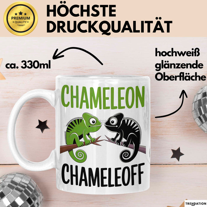 Chamäleon Tier Tasse Geschenk Chamäleon Chamäleoff Reptil Geschenkidee Lustig Weiß Trendation