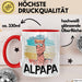 Vater Papa Tasse Gschenk Alpaka Llama Alpapa Geschenkidee Spruch für Vater zum Vatertag Rot Trendation