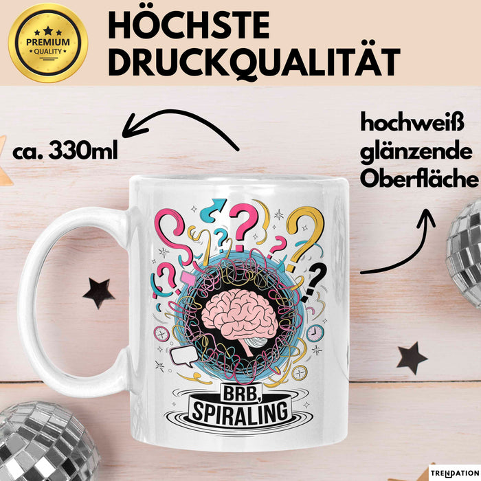 Überdenker Tasse Geschenk Lustige Geschenkidee Spruch Für Beschäftigte Köpfe Weiß Trendation