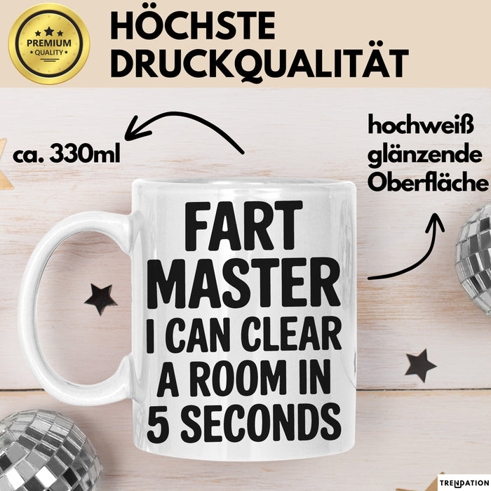 Furz Tasse Geschenk Fart Master I Can Clear A Room Geschenkidee Lustig Weiß Trendation