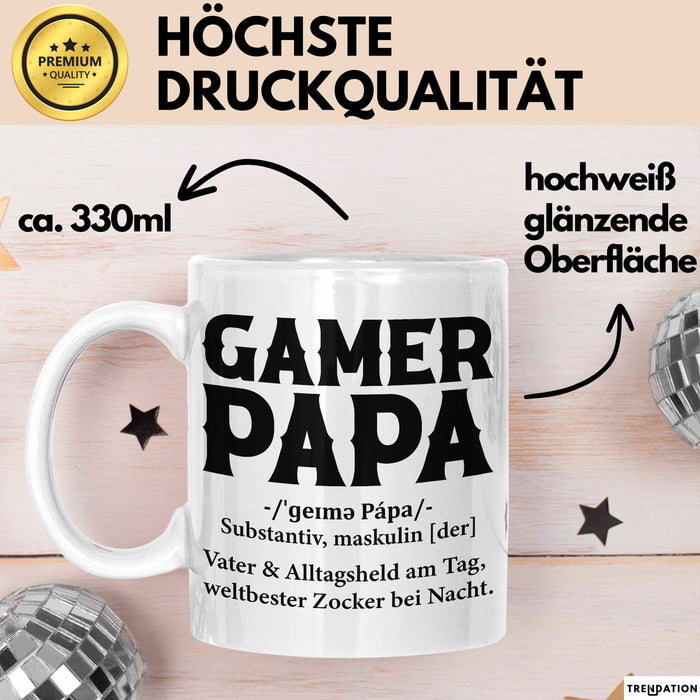 Spieler Papa Tasse Geschenk Lustige Geschenkidee Spruch Gamer Papa Weiß Trendation