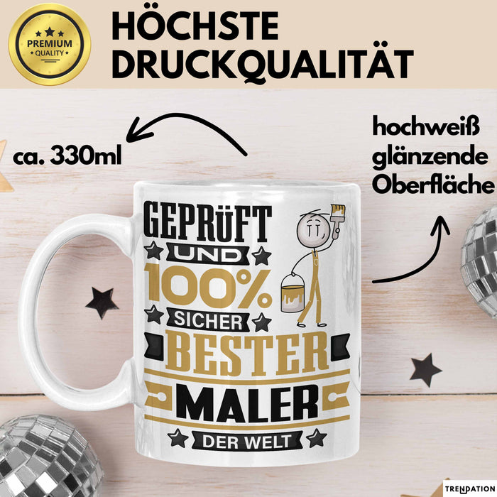 Maler Geschenk Lustiger Spruch für Maler Geschenkidee Bester Maler Der Welt Weiß Trendation