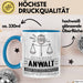 Anwalt Geschenk Tasse Ich Bin Anwalt Aber Sag Doch Einfach Superheld Lustige Geschenkdiee für Anwalt Kaffee-Becher Blau Trendation