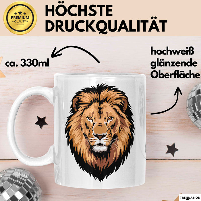 Löwe Sternzeichen Löwe Tasse Geschenk Lustige Geschenkidee Spruch Weiß Trendation