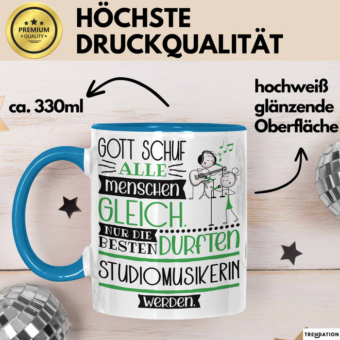 Studiomusikerin Geschenk Becher Tasse Gott Schuf Alle Menschen Gleich Nur Die Besten Durfeten Studiomusikerin Werden Geschenkidee Lustig Blau Trendation