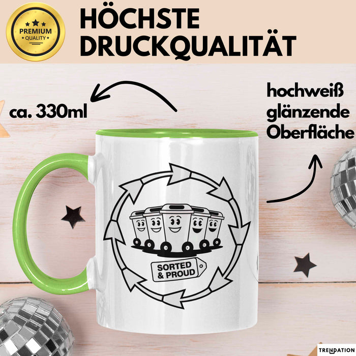 Recycling Fan Tasse Geschenk Lustige Geschenkidee Spruch Für Umwelt Recycler Grün Trendation