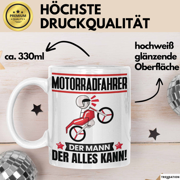 Motorradfahrer Tasse Geschenk für Motorradfahrer Der Mann Der Alles Kann Geschenkidee zum Geburtstag Weiß Trendation
