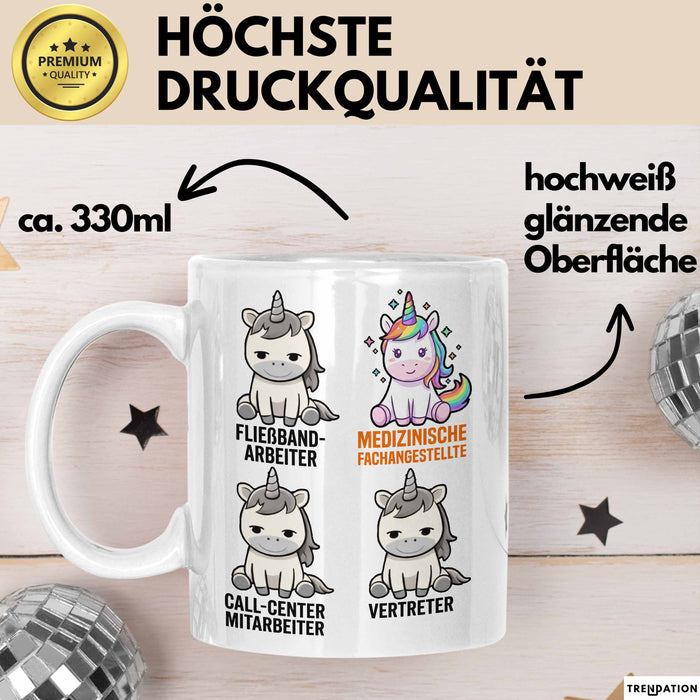 Arzt Einhorn Tasse Geschenk Lustige Geschenkidee Spruch Medizinische Fachangestellte Weiß Trendation