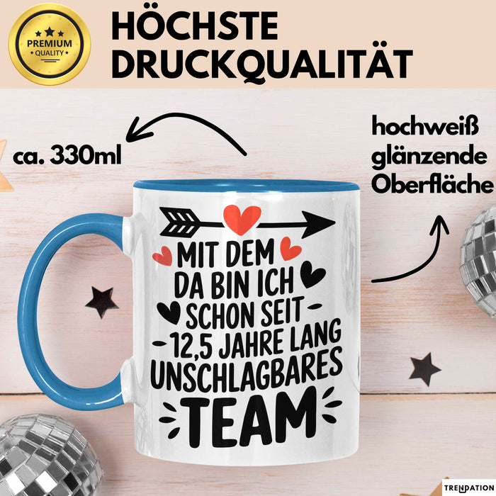 Romantische Pärchen Tasse Geschenk Team seit 12,5 Jahren Geschenkidee Lustig Blau Trendation