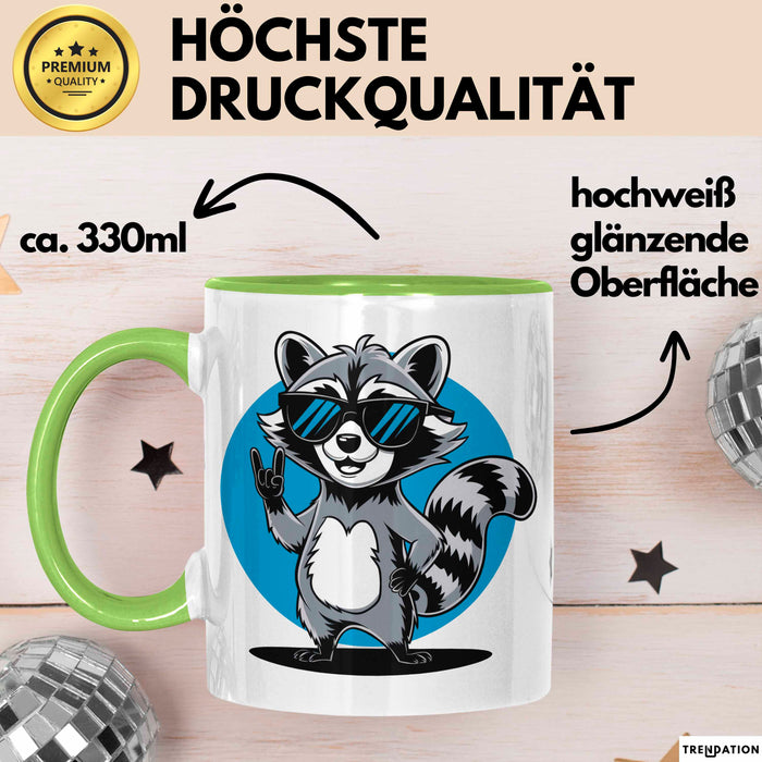 Waschbär Tierliebhaber Tasse Geschenk Lustige Geschenkidee Spruch Grün Trendation