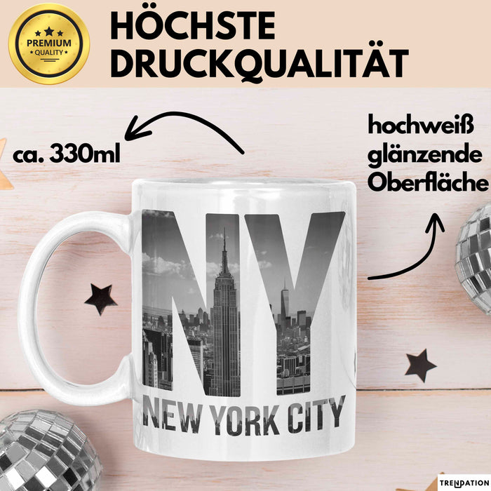 New York City USA Tasse Geschenk Lustige Geschenkidee Spruch Weiß Trendation