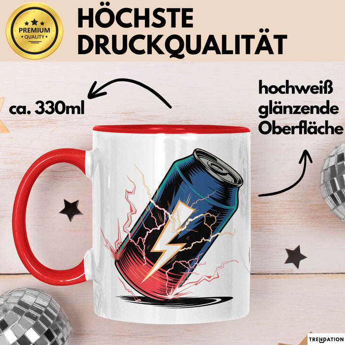 Energydrink Süchtiger Tasse Geschenkidee Koffein Liebhaber Rot Trendation