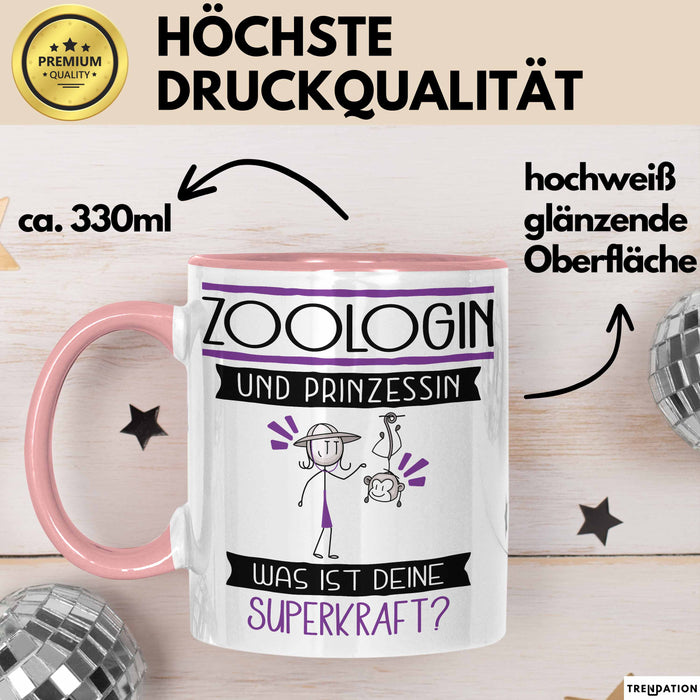 Zoologin Und Prinzessin Tasse Geschenk Für Eine Zoologin Geburtstag Was Ist Deine Superkraft Rosa Trendation