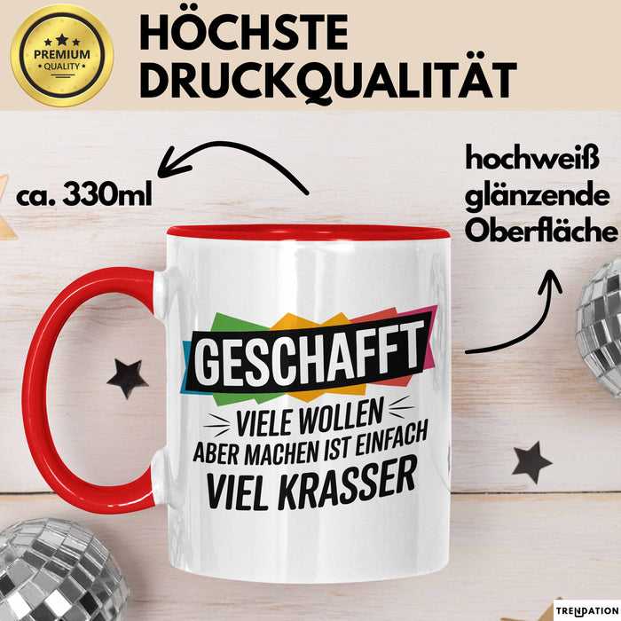 Schüler Abschluss Tasse Geschenk Lustige Geschenkidee Spruch Geschafft Viele Wollen Rot Trendation