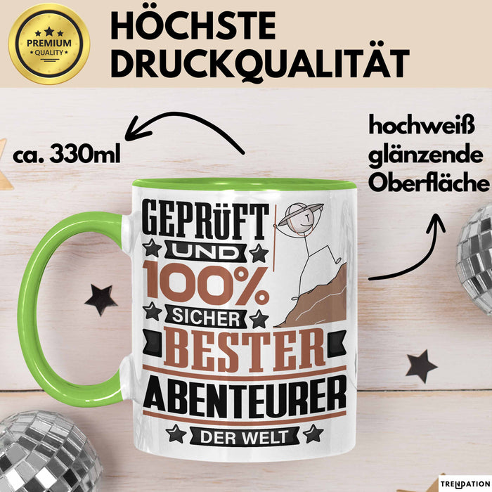 Abenteurer Geschenk Lustiger Spruch für Abenteurer Geschenkidee Bester Abenteurer Der Welt Grün Trendation