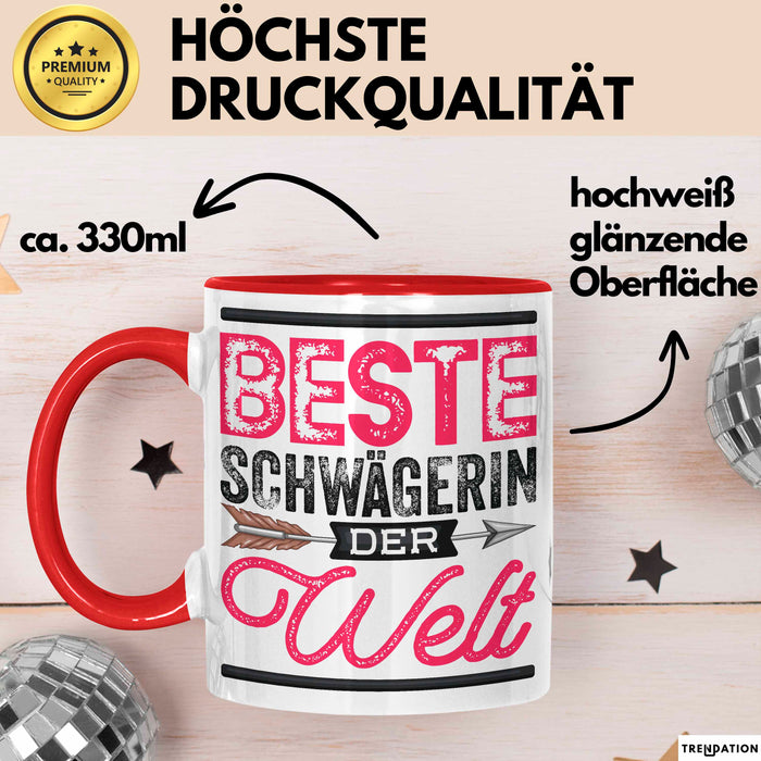 Schwägerin Geschenk Tasse Mit Spruch Beste Schwägerin Der Welt Becher Rot Trendation