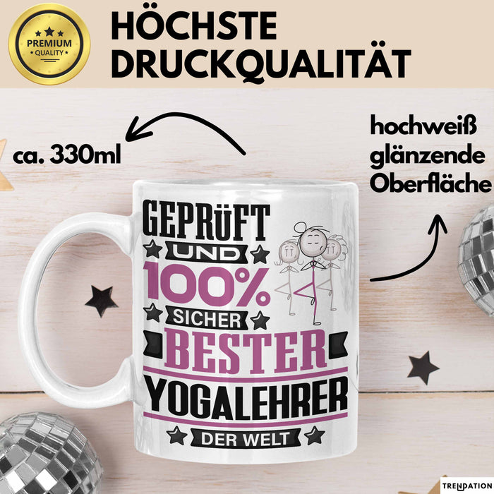 Yogalehrer Geschenk Lustiger Spruch für Yogalehrer Geschenkidee Bester Yogalehrer Der Welt Weiß Trendation