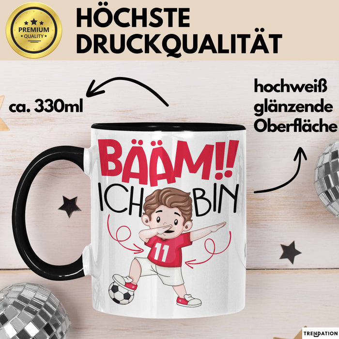 Bääm Ich Bin 11 Tasse Jungs Fußball Geschenk 11. Geburtstag Schwarz Trendation
