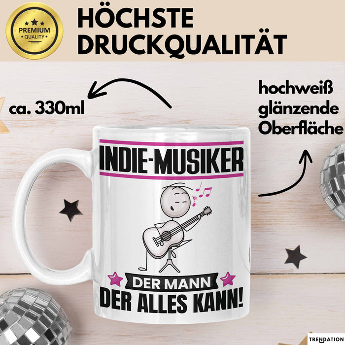 Indie-Musiker Tasse Geschenk für Indie-Musiker Der Mann Der Alles Kann Geschenkidee zum Geburtstag Weiß Trendation