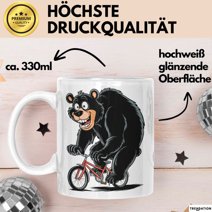 Bär Auf Fahrrad Tasse Geschenk Lustige Geschenkidee Spruch Weiß Trendation