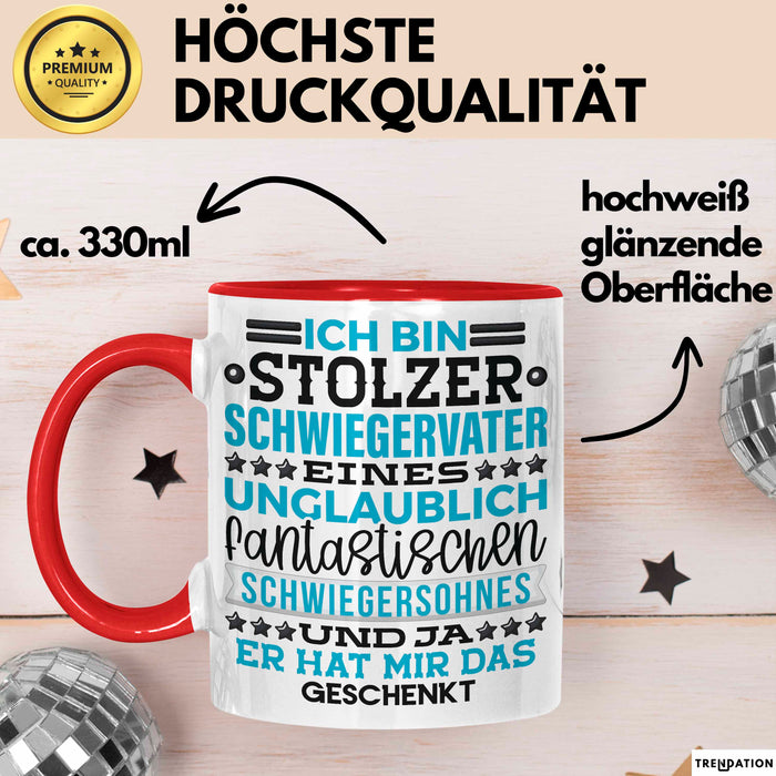 Schwiegervater Geschenk Von Schwiegersohn Geschenkidee Tasse Spruch Becher Rot Trendation