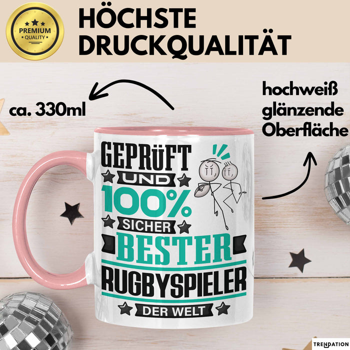 Rugbyspieler Geschenk Lustiger Spruch für Rugbyspieler Geschenkidee Bester Rugbyspieler Der Welt Rosa Trendation