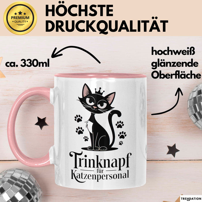Katzenliebhaber Tasse Geschenkidee Trinknapf Katzen Personal Rosa Trendation