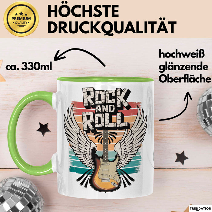 Gitarre Musikliebhaber Musiker Gitarrist Tasse Geschenk Lustige Geschenkidee Spruch Rock’n’Roll Grün Trendation