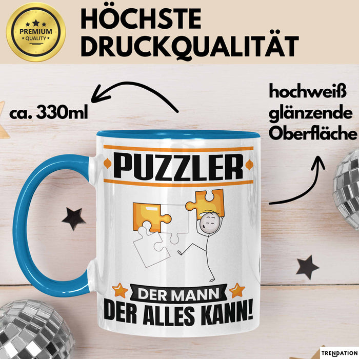 Puzzler Tasse Geschenk für Puzzler Der Mann Der Alles Kann Geschenkidee zum Geburtstag Blau Trendation