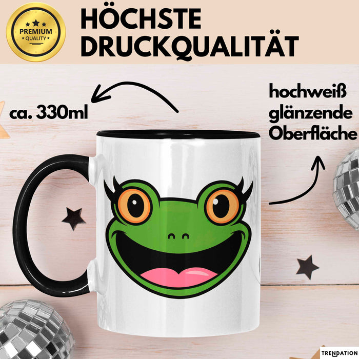 Frosch Tier Tasse Geschenk Lustige Geschenkidee Spruch Schwarz Trendation